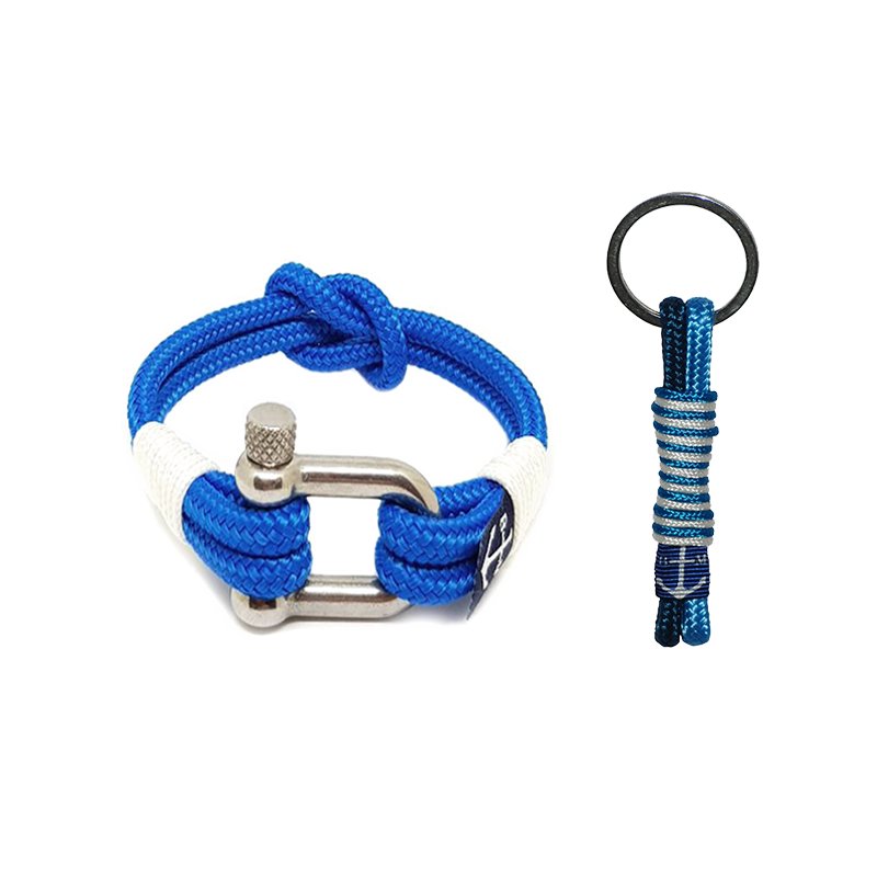 Bran Marion White and Blue Nautical Bracelet and Keychain