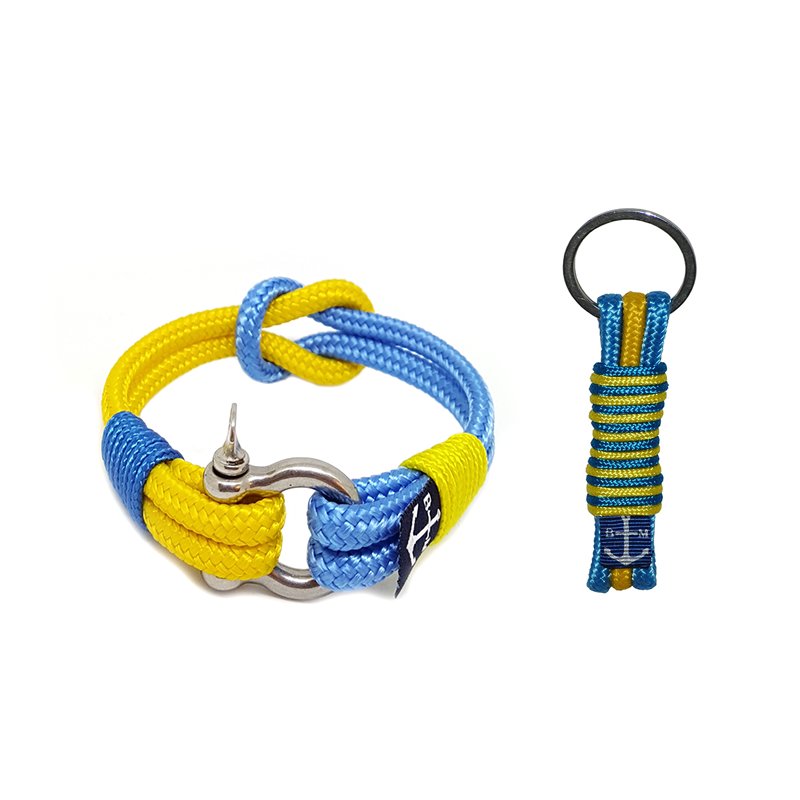 Bran Marion Yellow and Blue Rope Nautical Bracelet and Keychain