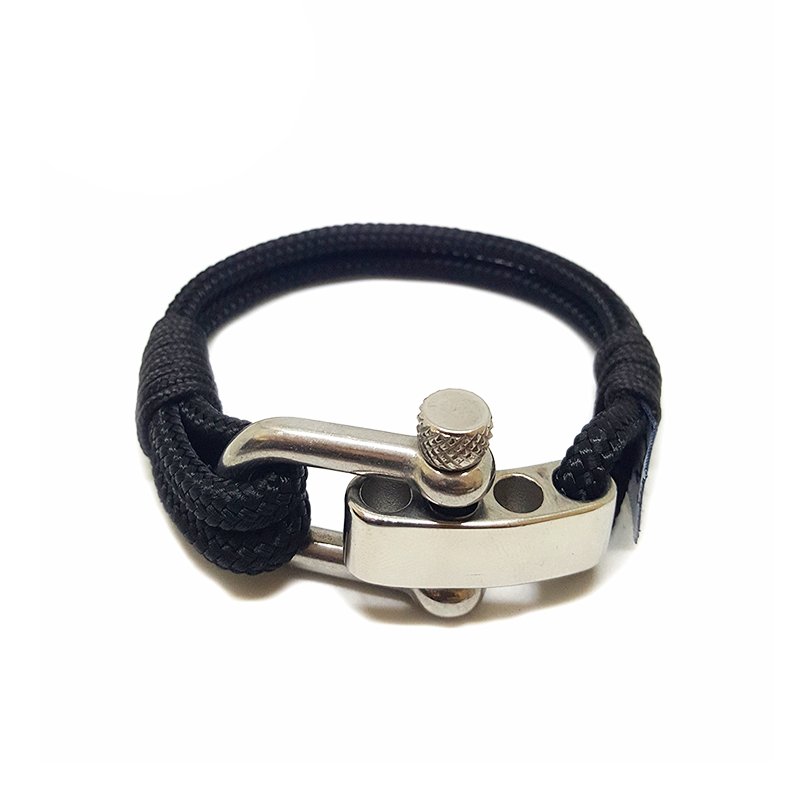 Adjustable Shackle Black Nautical Bracelet by Bran Marion