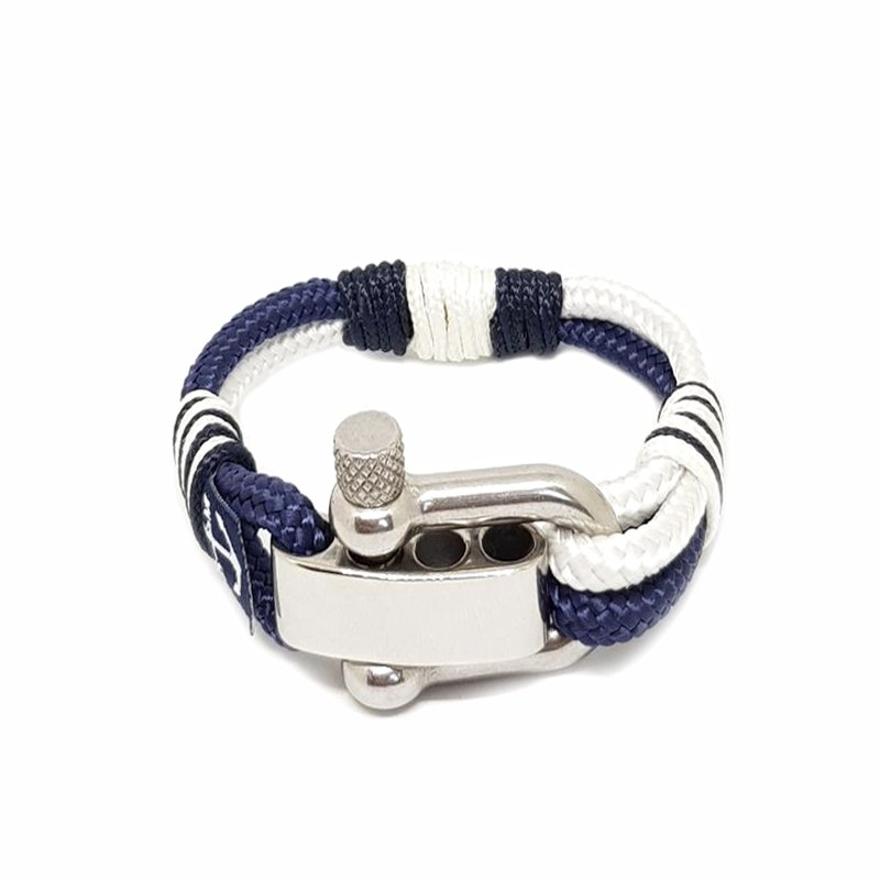 Adjustable Shackle Blue and White Nautical Bracelet by Bran Marion
