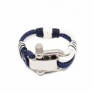 Adjustable Shackle Blue and White Nautical Bracelet by Bran Marion