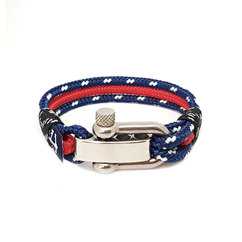 Adjustable Shackle Red and Blue Bracelet by Bran Marion