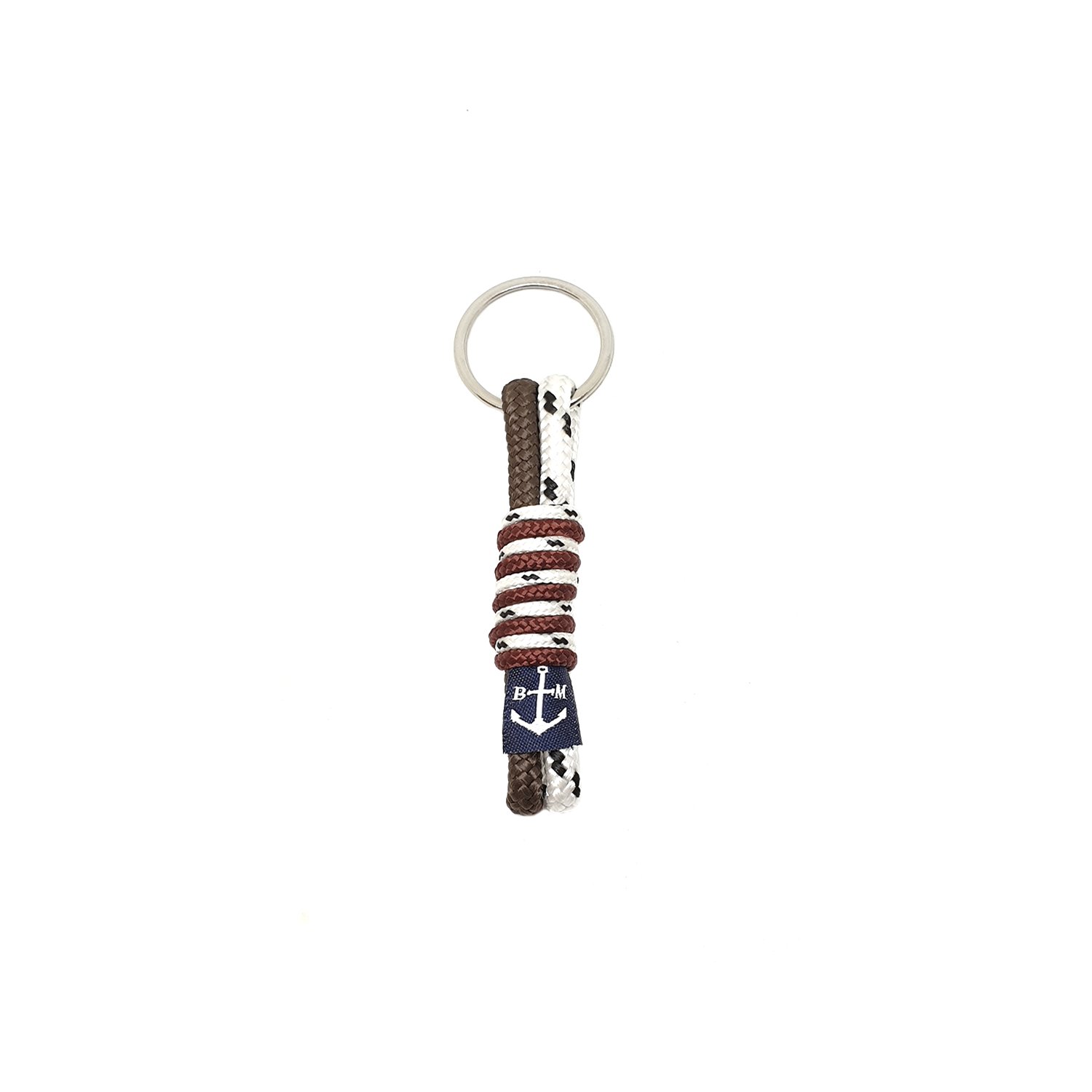 Brown and Dotted White Handmade Keychain
