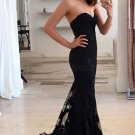 Trumpet/Mermaid Sweetheart Long Black Prom Evening Formal Dresses E0011