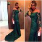 Trumpet/Mermaid Long Sleeves Green Lace Prom Evening Formal Dresses E0077