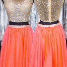 Beaded Sequins Two Pieces Short See Through Prom Evening Homecoming Cocktail Dresses E0125