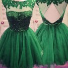 Short Green Sequins Lace Appliques Prom Evening Homecoming Cocktail Dresses E0126