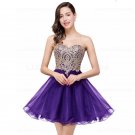 A-Line Sweetheart Gold Lace Appliques Short Prom Dresses Party Evening Gowns E0284