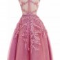 A-Line Illusion Neckline Lace Short  Prom Dresses Party Evening Gowns E0286