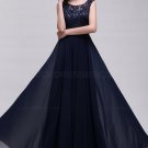 A-Line Lace Chiffon Long Navy Prom Dresses Party Evening Gowns E0288