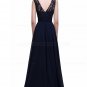 A-Line Lace Chiffon Long Navy Prom Dresses Party Evening Gowns E0288