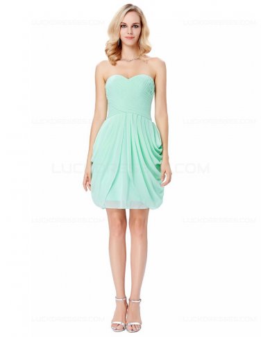 Short Mint Green Chiffon Prom Dresses Party Evening Gowns E0293