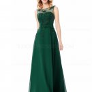 A-Line Illusion Neckline Lace Chiffon Prom Dresses Party Evening Gowns E0294