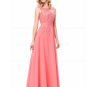 A-Line Illusion Neckline Lace Chiffon Prom Dresses Party Evening Gowns E0294