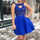 Short Blue Lace Prom Dresses Party Evening Gowns E0300