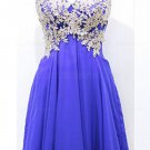 Short Blue Chiffon Lace Homecoming Cocktail Prom Dresses E0343