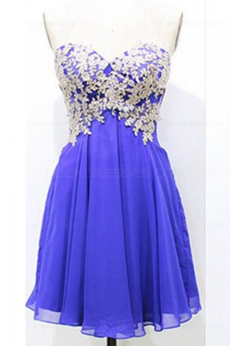 Short Blue Chiffon Lace Homecoming Cocktail Prom Dresses E0343
