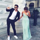 Long Spaghetti Straps Mint Chiffon Prom Dresses Party Evening Gowns E0416