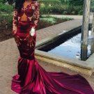 Sexy Long Sleeves Lace Mermaid Prom Dresses Party Evening Gowns E0499