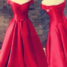 Long Red Off-the-Shoulder Prom Dresses Party Evening Gowns E0500