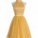 Short Yellow Homecoming Cocktail Prom Dresses E0524