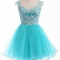 Short Blue Lace Tulle Homecoming Cocktail Prom Dresses Party Evening Gowns E0529