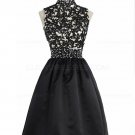 Short Black High Neck Lace Homecoming Cocktail Prom Dresses Party Evening Gowns E0530