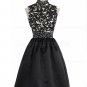 Short Black High Neck Lace Homecoming Cocktail Prom Dresses Party Evening Gowns E0530
