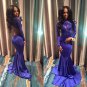 Long Blue Mermaid Lace Long Sleeves Prom Evening Dresses E0570