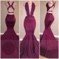 Sexy Deep-V-Neck Cross-Back Mermaid Long Prom Evening Dresses E0577