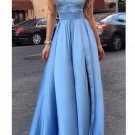 Elegant Long Blue Lace Prom Evening Dresses E0584