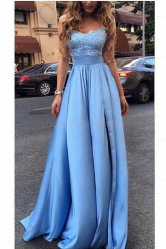 Elegant Long Blue Lace Prom Evening Dresses E0584
