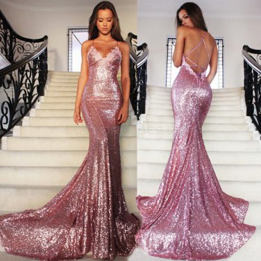 Mermaid Sequins Long Prom Evening Dresses E0594