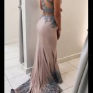 Elegant Two Pieces Long Prom Evening Dresses with Lace Appliques E0599