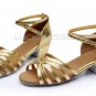 Women's Kids' Leatherette Heels Sandals Latin With Ankle Strap Gold Dance Shoes D601010