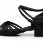 Women's Kids' Heels Sandals Latin With Ankle Strap Black Satin Dance Shoes D601014