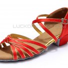 Women's Kids' Dance Shoes Latin/Ballroom Satin Chunky Heel Red Dance Shoes D601016