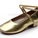 Kids' Gold Leatherette Flats Latin Salsa Modern Dance Shoes Chunky Heels Wedding Party Shoes D601039