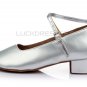 Kids' Silver Leatherette Flats Modern Dance Shoes Chunky Heels Wedding Party Shoes D601040