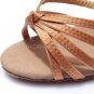Women's Brown Satin Heels Sandals Latin Salsa With Ankle Strap Dance Shoes D602002