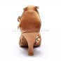Women's Brown Satin Heels Sandals Latin Salsa With Ankle Strap Dance Shoes D602002