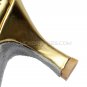 Women's Gold Leatherette Satin Heels Sandals Latin Salsa With T-Strap Buckle Dance Shoes D602006