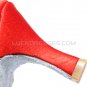 Women's Red Gold Satin Heels Sandals Latin Salsa With Ankle Strap Dance Shoes D602008