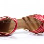 Women's Fuschia Gold Satin Heels Sandals Latin Salsa With Ankle Strap Dance Shoes D602009