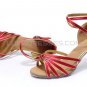 Women's Fuschia Gold Satin Heels Sandals Latin Salsa With Ankle Strap Dance Shoes D602009