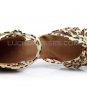 Women's Leopard Satin Heels Sandals Latin Salsa With Ankle Strap Dance Shoes D602015