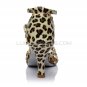 Women's Leopard Satin Heels Sandals Latin Salsa With Ankle Strap Dance Shoes D602015