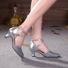 Women's Silver Sparkling Glitter Upper Latin/Ballroom Dance Shoes Wedding Party Shoes D801006