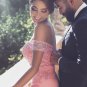 Charming Off-the-Shoulder Long Pink Lace Prom Evening Formal Dresses E0001