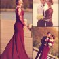 Trumpet/Mermaid Off-the-Shoulder Long Sleeves Red Lace Prom Evening Formal Dresses E0003